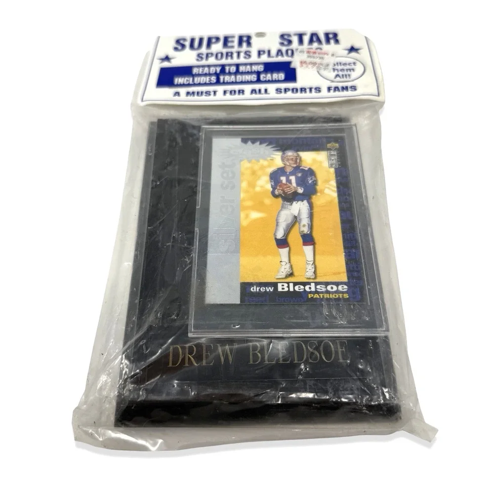 Vintage Drew Bledsoe New England Patriots Super Star Sports Plaque Sealed